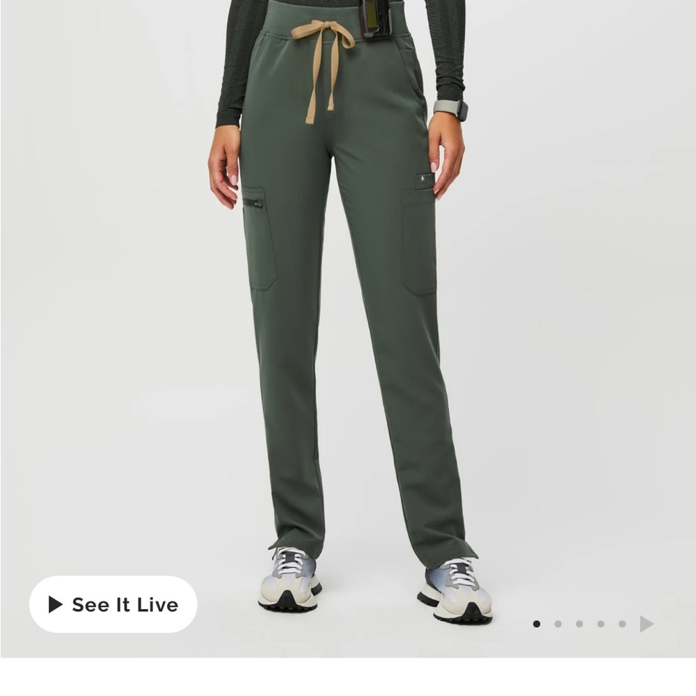 Figs Nola skinny scrub pants in Moss color
